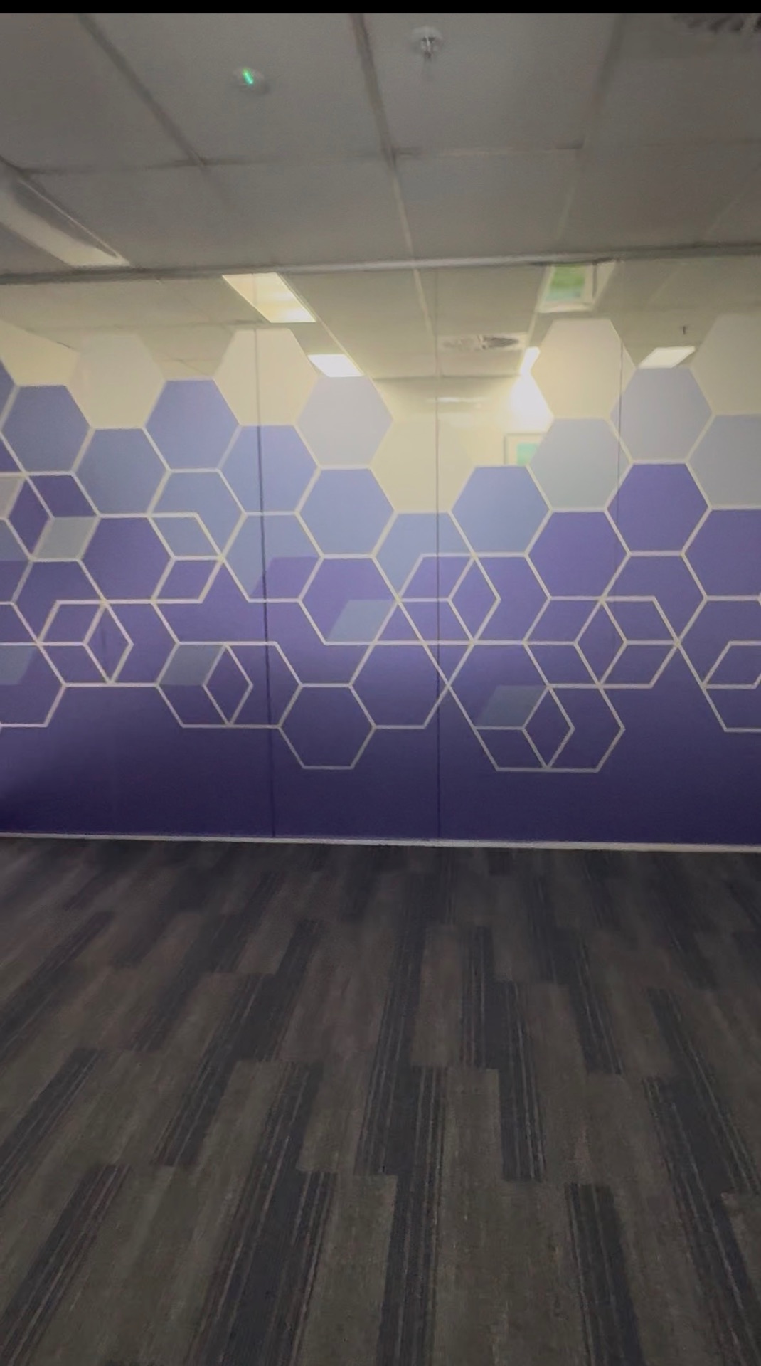 Floor-to-ceiling office glass partition inside the building